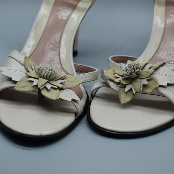 Franco Sarto Cream Strappy Heels With Flower - Picture 6 of 13